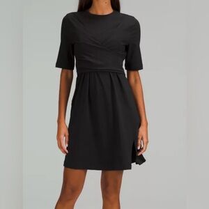 Lululemon Cotton Wrap-Front, Short-Sleeve Black T-Shirt Dress Size S-M